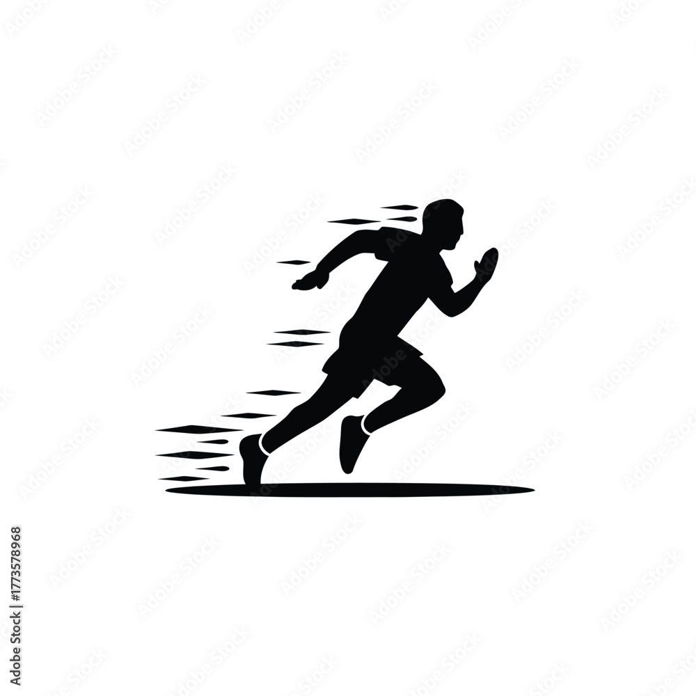 Obraz premium Dynamic runner silhouette isolated on white background