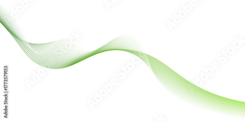 Abstract vector green wave melody lines on white background, Futuristic colorful blend wave lines on transparent background .Curve wave seamless pattern. Line art striped graphic template design