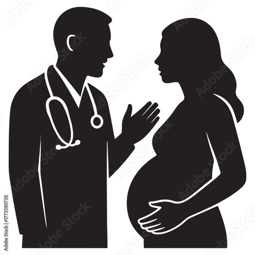 Pregnant Woman Consulting Doctor for Prenatal Care Checkup