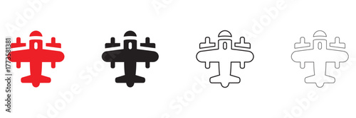 airplane with two wings icon vector, airplane vector icon silhouette line art vector illustration
