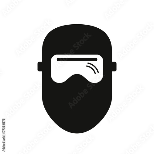 Isolated welding mask icon shows protective gear against strong light. Isolated welding mask symbolizes protection from dangerous industrial work.