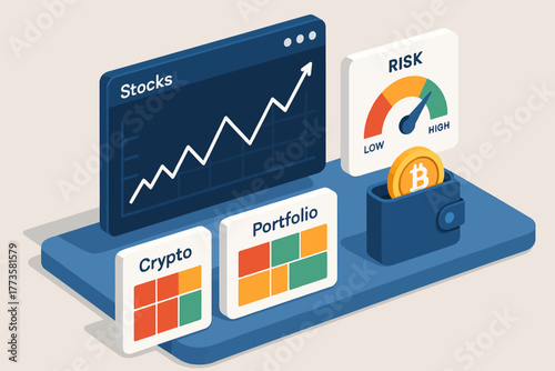 Financial management dashboard with stocks, crypto, portfolio, and risk analysis