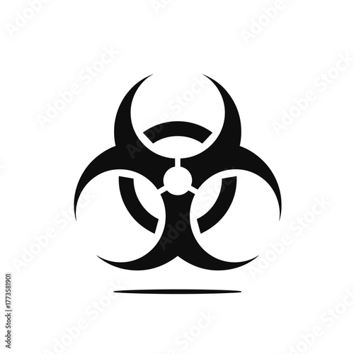 Isolated biohazard symbol over white backdrop, dangerous contamination icon. Isolated biohazard symbol as warning sign and risk alert. Use isolated biohazard symbol for chemical hazard caution,