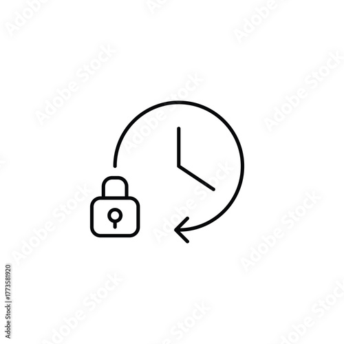 Clock and lock. Secure timing, renewed protection. Pixel perfect, editable stroke vector icon