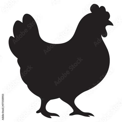 Farm Animal Chicken Hen Poultry Bird Black Silhouette Profile