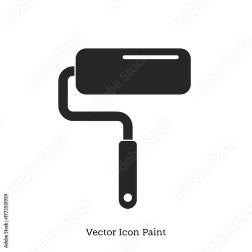 Paint roller icon on white background, a simple design. Paint roller icon is perfect for illustrating home improvement and repair tasks. Ideal paint roller icon for isolated graphic elements.