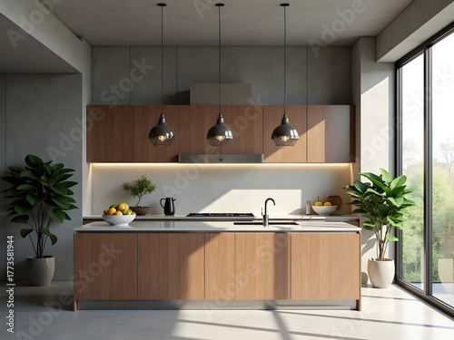 Modern Kitchen Interior with Cabinets and Appliances