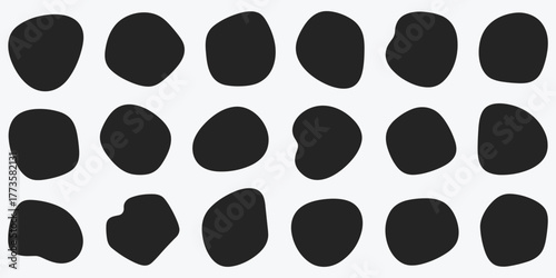 Collection of Irregular Black Organic Shapes on a White Background Keywords: organic shapes, blobs, irregular shapes, abstract, design elements