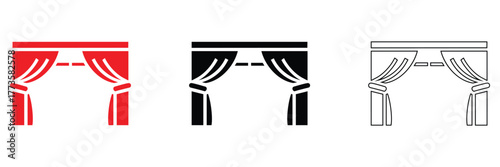 curtain home decor item vector icon, curtain silhouette line art vector illustration