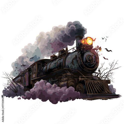 Scary Evil Train Vector Clipart, Icon