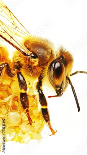 Wallpaper Mural Close-up of a bee sitting on a piece of honey, a sweet moment Torontodigital.ca