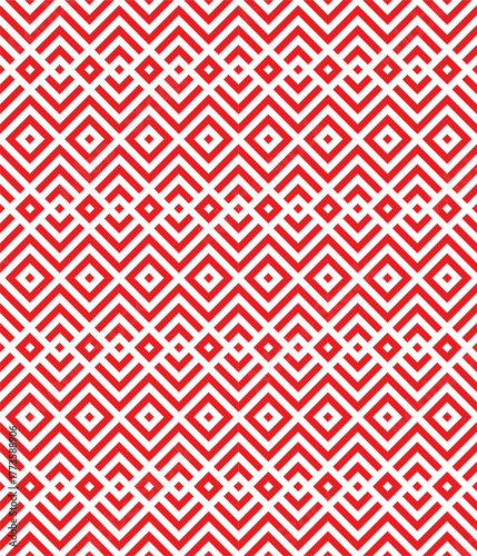 seamless red and white geometric patterns, vector art for textile design or retro wallpaper decoration