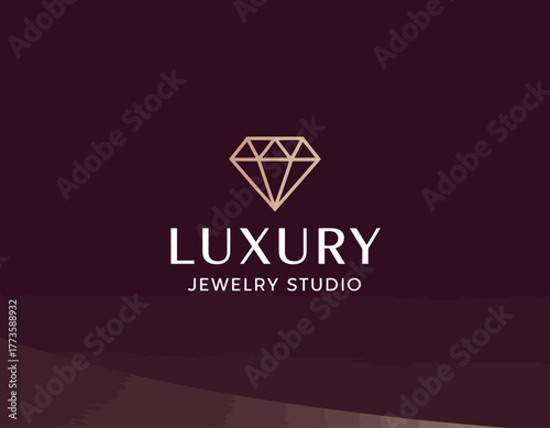 An elegant logo design featuring a diamond and text luxurious and jewelry studio, embodying sophistication and style in the jewelry industry with gemstones.
