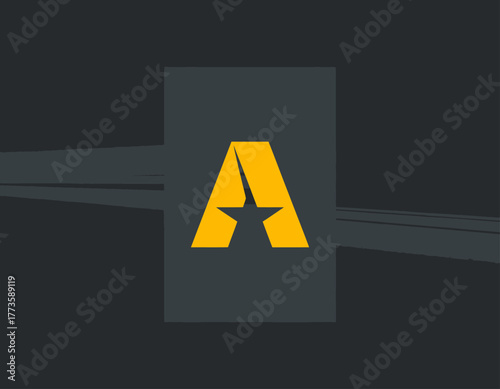 This image illustrates a bold letter 'A' stylized with a star, representing excellence and aspiration, ideal for branding in various artistic and corporate contexts.