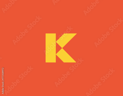 An eye-catching letter K logo in a vibrant yellow color, featuring a modern design with dynamic elements. The strong visual appeal captures attention and communicates energy.