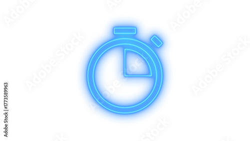 Neon stopwatch icon on transparent background. timer, countdown, and speed measurement