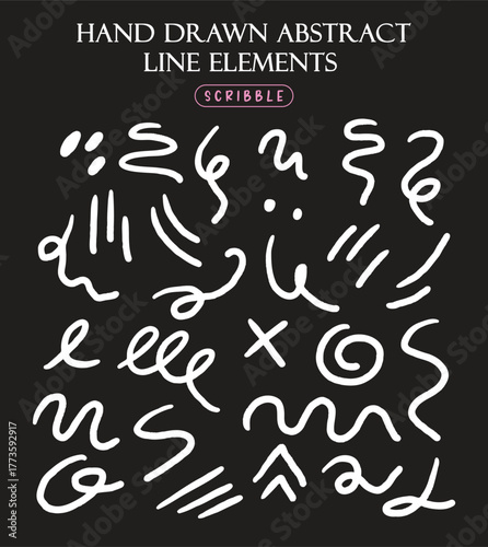 Hand Drawn Abstract Scribble Line Elements Collection