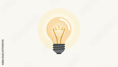 An elegant light bulb icon with a translucent glass design illustrating glowing filaments and soft illumination for a warm ambiance.