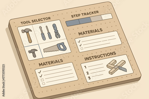 Diy project tool selection and instructions layout for efficient workflow