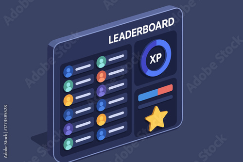 Leaderboard interface with experience points and ranking icons