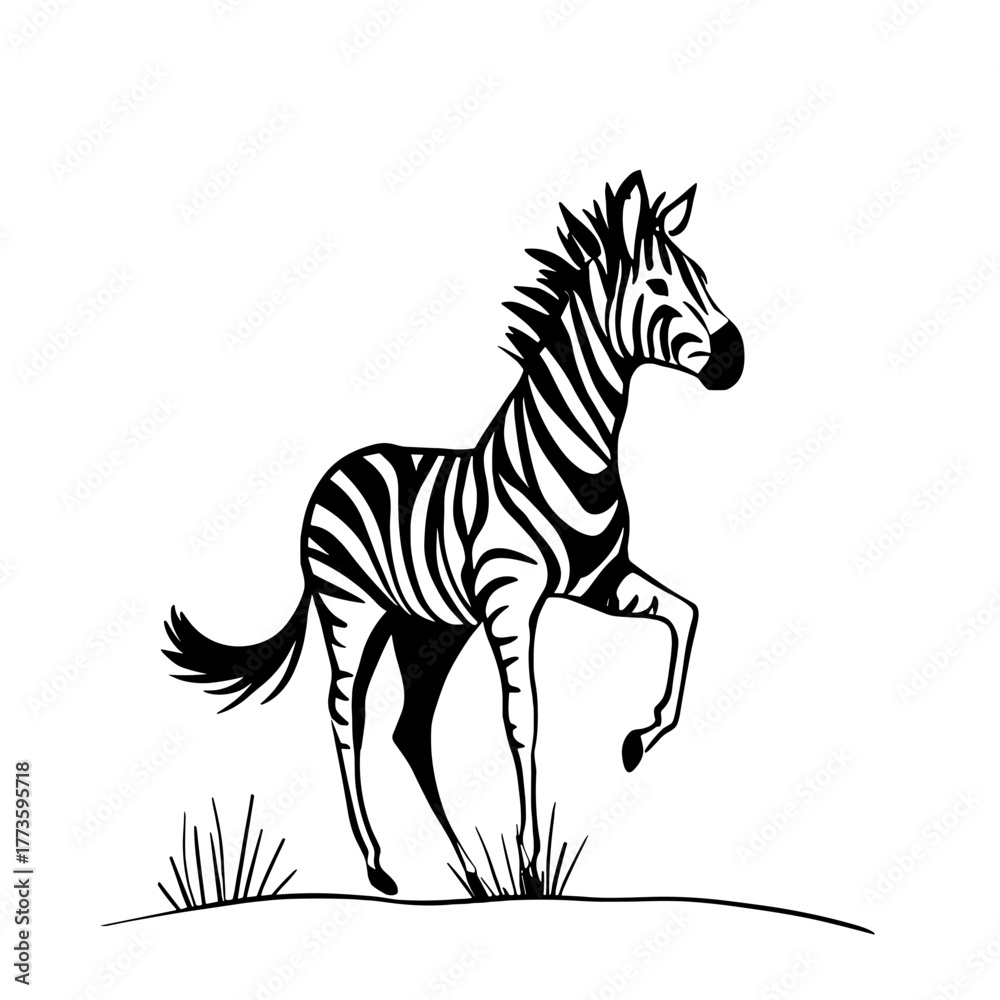 Naklejka premium Zebra. Zebra simple black and white line art vector logo