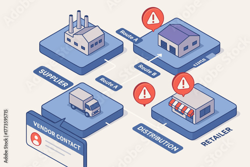 Supply chain disruption: distribution routes alert between supplier and retailer