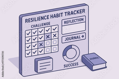 Resilience habit tracker with challenge, reflection, and journal for personal success