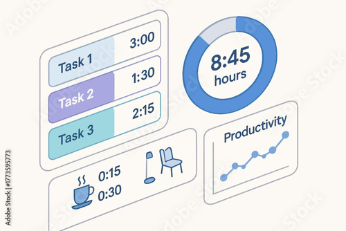 Efficient time management dashboard with task timers and productivity metrics