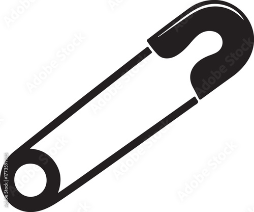 Black safety pin metal fastening
