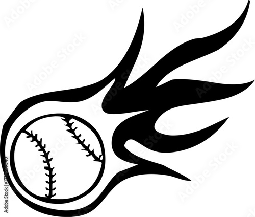 Flaming Baseball Vector Illustration