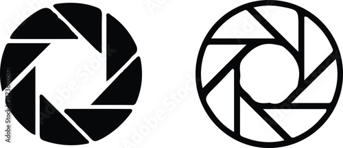 camera shutter icon set vector illustration photo lens