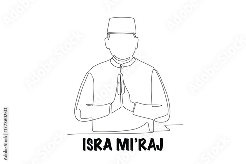 Isra mi'raj concept one-line drawing