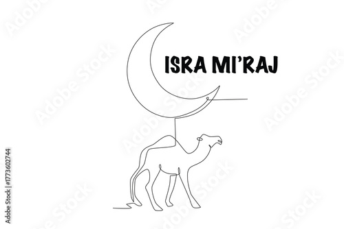 Isra mi'raj concept one-line drawing