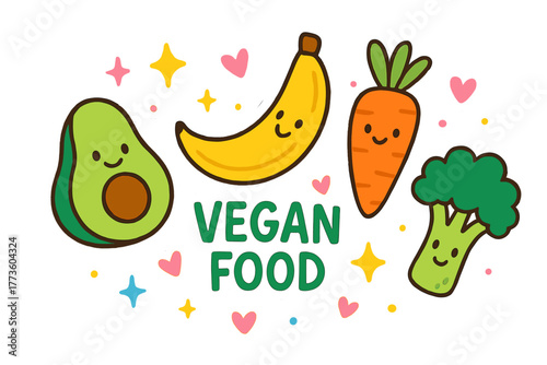 Food silhouette icon set. featuring avocado, banana, carrot, and broccoli