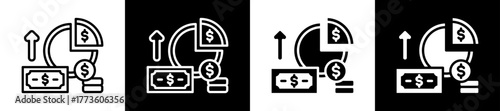 Profit Margin Icon Set In Black And White Filled Style Collection