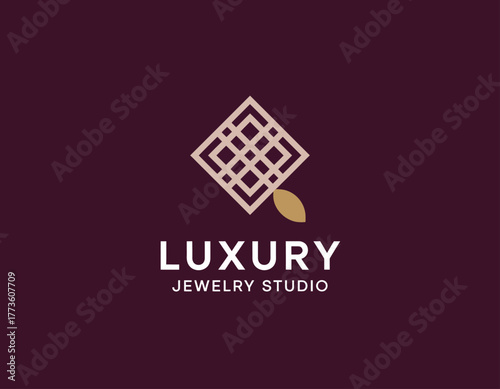 A sophisticated logo representing a luxury jewelry studio, featuring an intricate design symbolizing elegance and craftsmanship, appealing to high-end clientele.