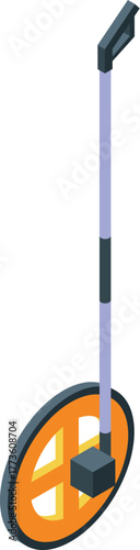 Measuring wheel being used by a surveyor for distance measurement during land surveying operations