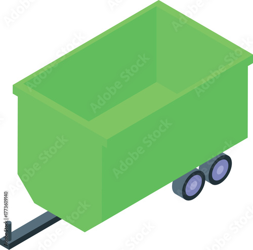 Empty tipping trailer for agriculture and gardening is ready for transporting goods and harvest