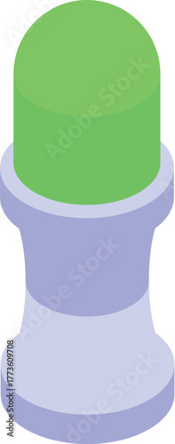 Isometric green solid antiperspirant deodorant for body care and hygiene, isolated on white background