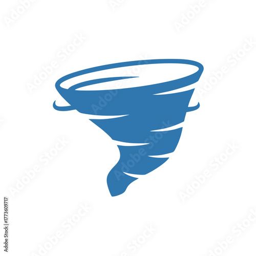 Stylized blue tornado icon depicting a powerful rotating vortex.