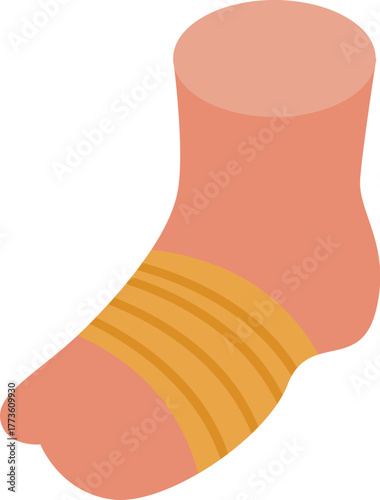 Applying adhesive bandage to injured foot or ankle, providing support and promoting healing
