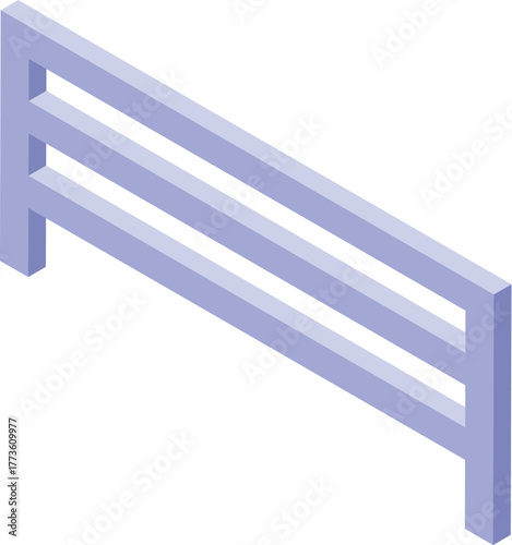 Isometric view of a metal fence creating a secure boundary, ensuring safety and protection