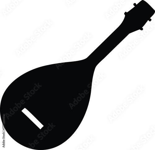 Mandolin silhouette vector icon traditional string musical instrument