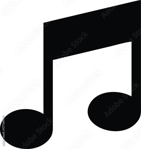 Music note silhouette vector icon simple classic symbol background