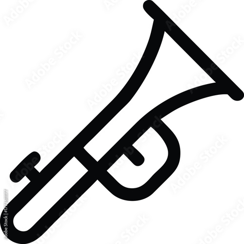 Trumpet silhouette vector icon brass wind musical instrument design