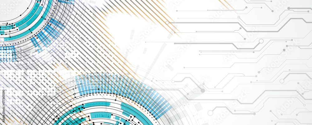 Obraz premium Modern Technology and scientific banner or header. Wireframe connected neural network