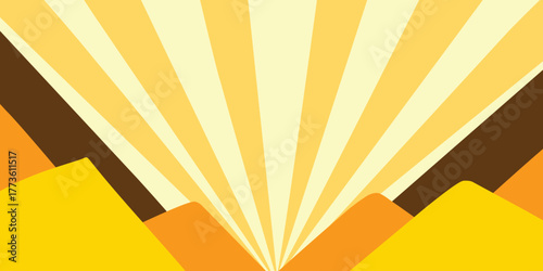 Abstract yellow stripes triangular shape wallpaper vector illustration background rays backdrop design