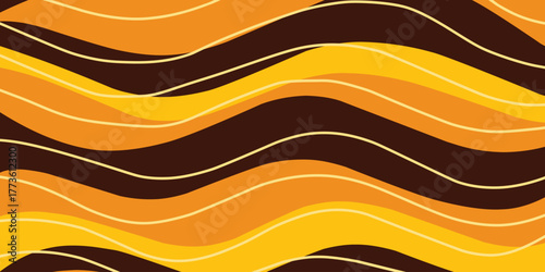 Yellow brown wavy background flow stipes vector illustration abstract wallpaper design backdrop 