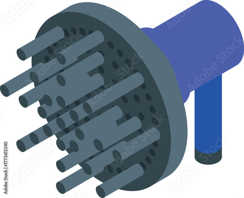 Hairdresser equipment distributing warm air, creating volume and enhancing curls, promoting healthy hair care