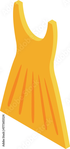 Isometric yellow dress, showcasing elegance and style, perfect for fashion and retail projects